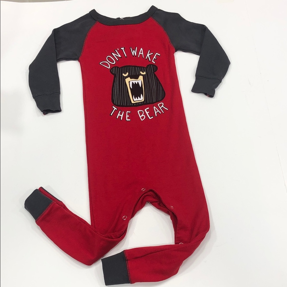🐻Lazy One Infant Pajama - 18 Months - Red & Grey
